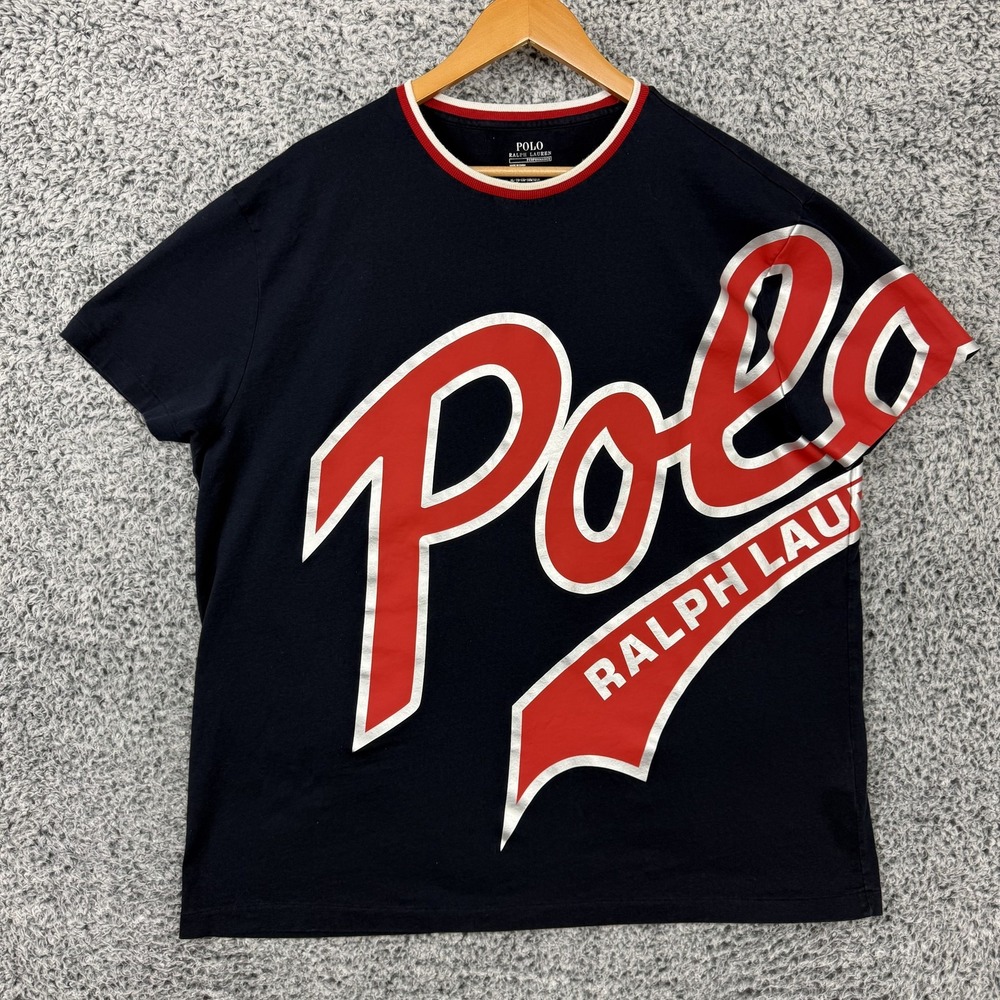 Polo Ralph Lauren Performance Shirt Mens XL Blue Big Polo Script Graphic Tee